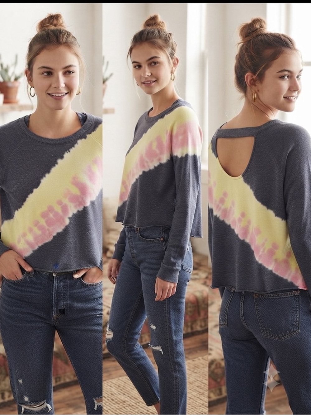 Blush & Bloom NWT Tie-Dye Open-Back Sweatshirt Large